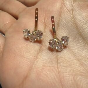 (Price firm )Solid Gold 10k and Silver Crystal Hooks for Earrings